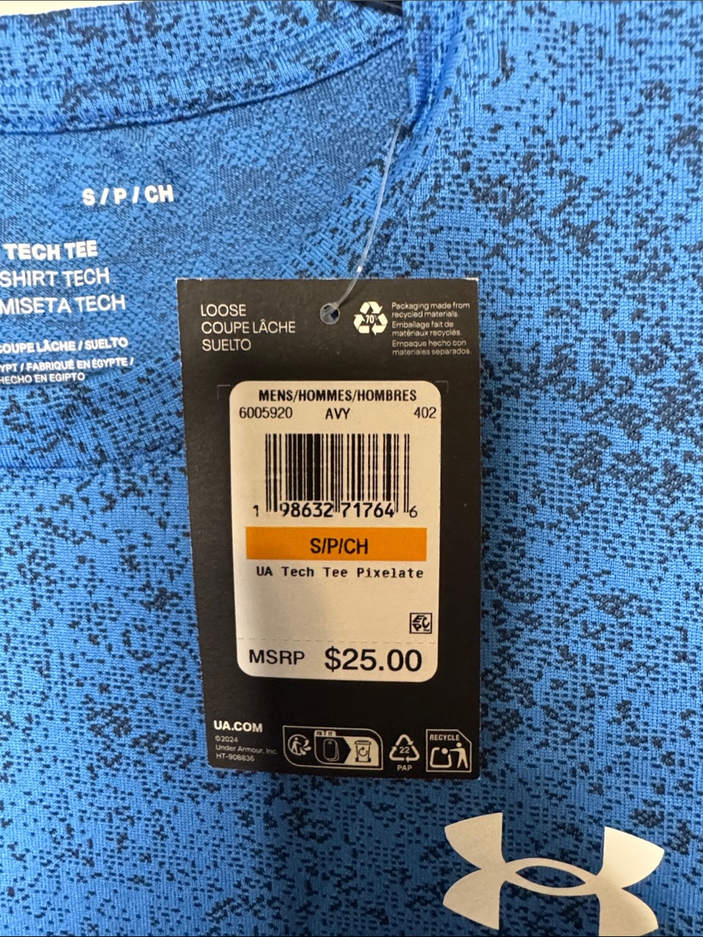 NWT Men’s Under Armour Blue Short-Sleeve Pixalate Graphic Performance Tee - Picture 2 of 8